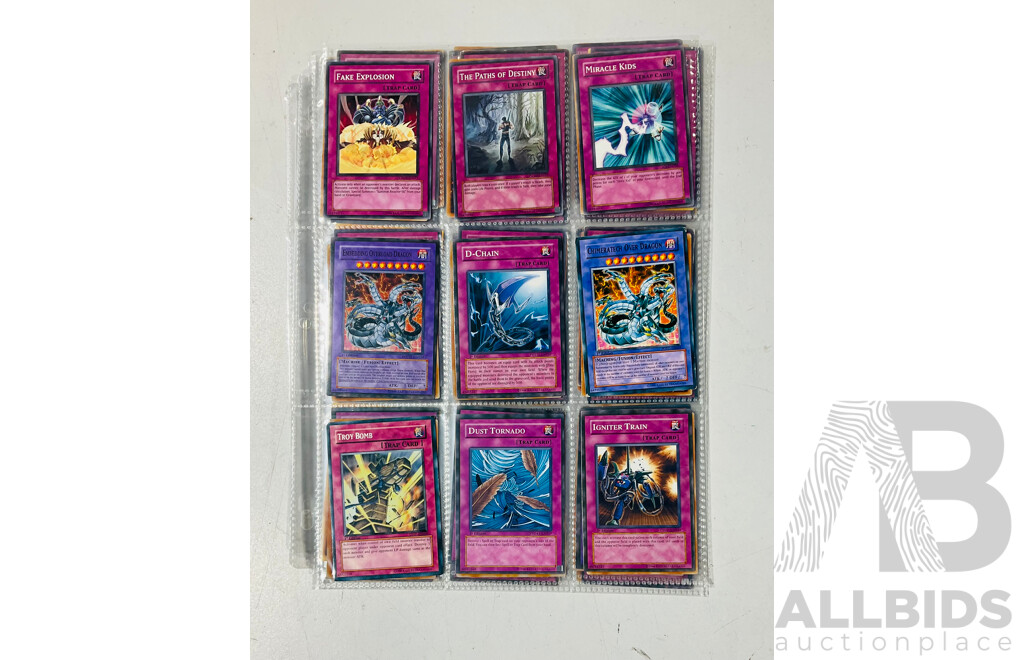 Collection of Yu-Gi-Oh Singles in Binder Pages Including 1st Edition Cards and Others