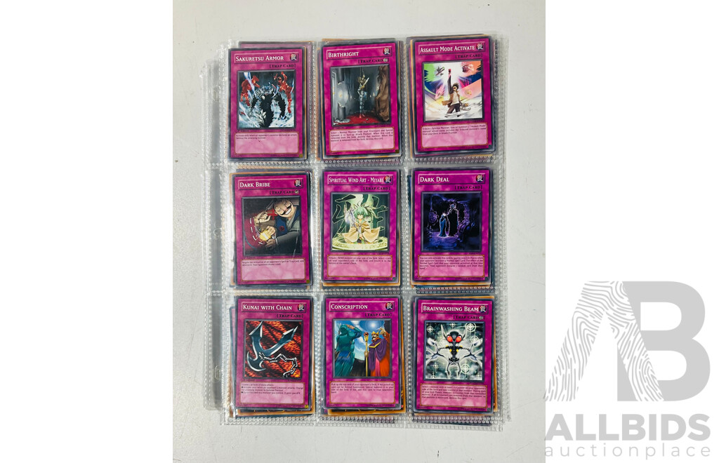 Collection of Yu-Gi-Oh Singles in Binder Pages Including 1st Edition Cards and Others