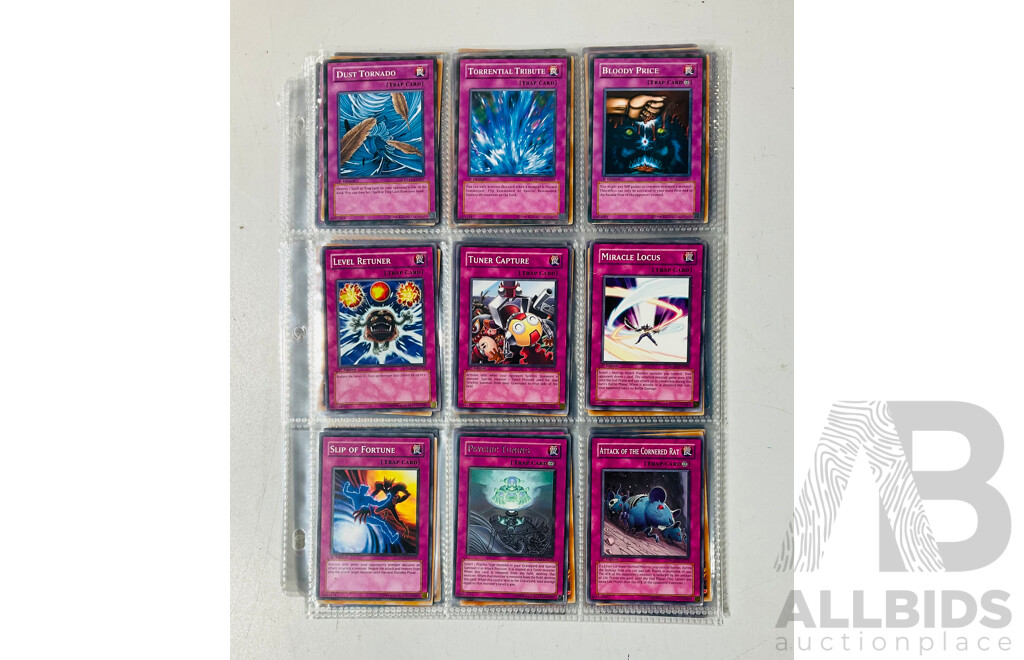 Collection of Yu-Gi-Oh Singles in Binder Pages Including 1st Edition Cards and Others