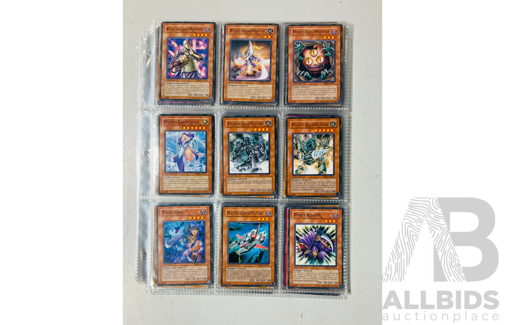 Collection of Yu-Gi-Oh Singles in Binder Pages Including 1st Edition Cards and Others