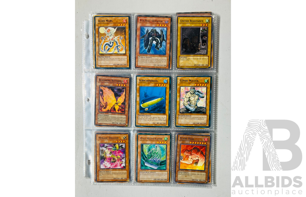 Collection of Yu-Gi-Oh Singles in Binder Pages Including 1st Edition Cards and Others