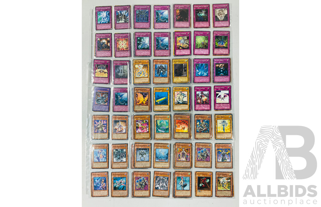 Collection of Yu-Gi-Oh Singles in Binder Pages Including 1st Edition Cards and Others