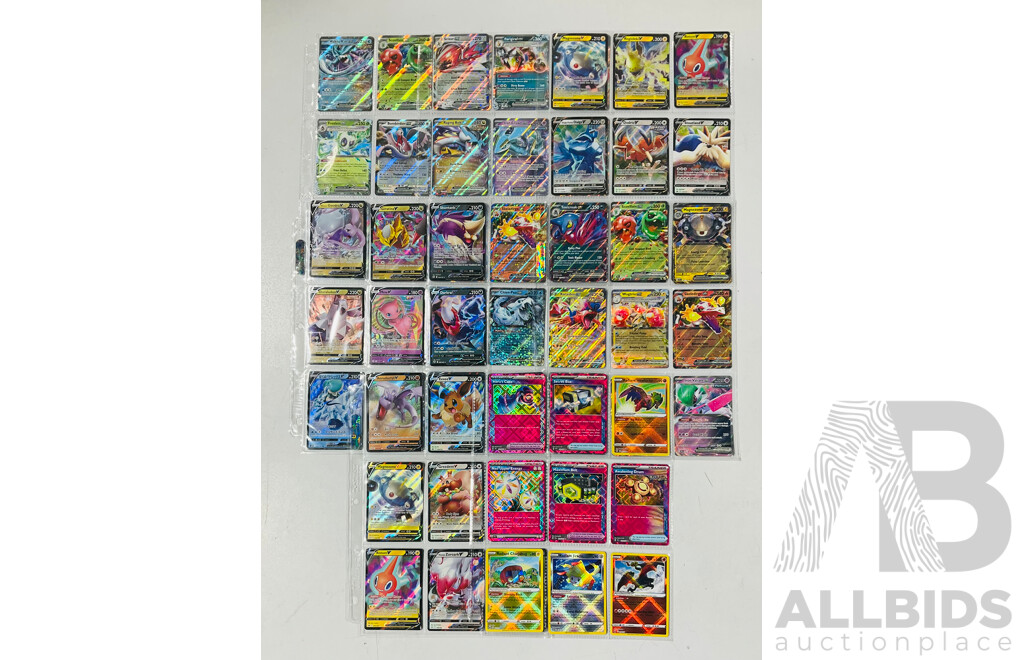 Collection of Foil and Full Art Pokémon Singles Including Radiant Charizard, Several Ex Pokémon and Several V Pokemon