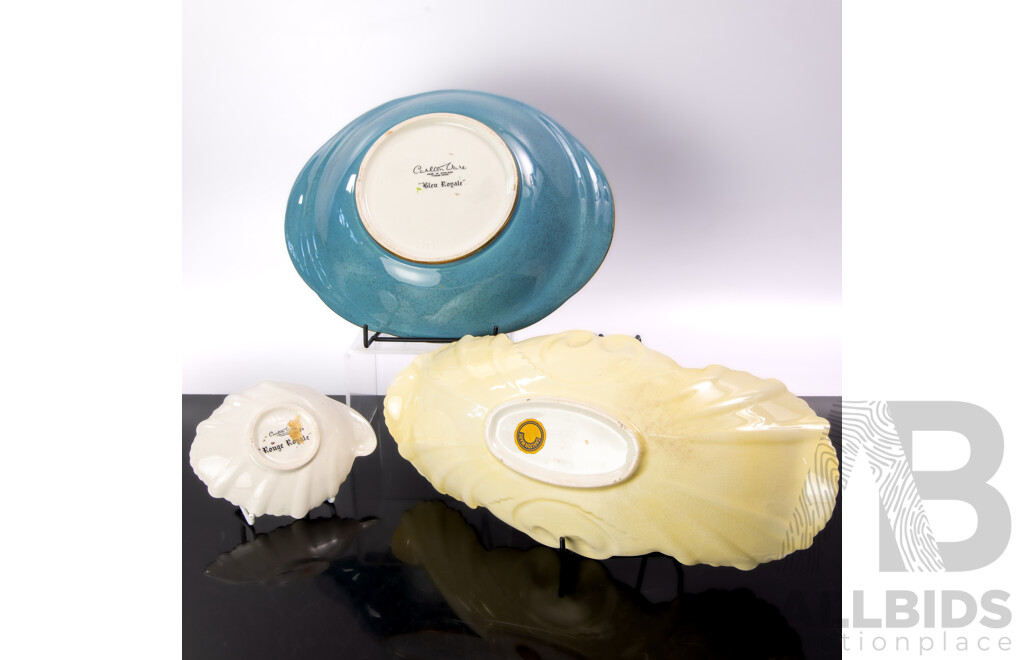 Collection Vintage Carlton Ware Including Art Deco Bleu Royale Dish with Spider Web Detail to Interior