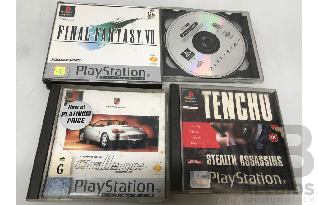 Collection of Assorted Nintendo, PlayStation One, PSP, and PSP Vita Games with Pokemon Trading Cards and Moogoo Game