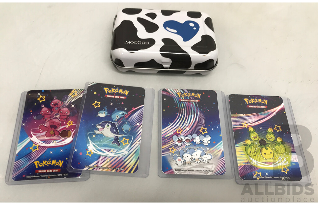 Collection of Assorted Nintendo, PlayStation One, PSP, and PSP Vita Games with Pokemon Trading Cards and Moogoo Game