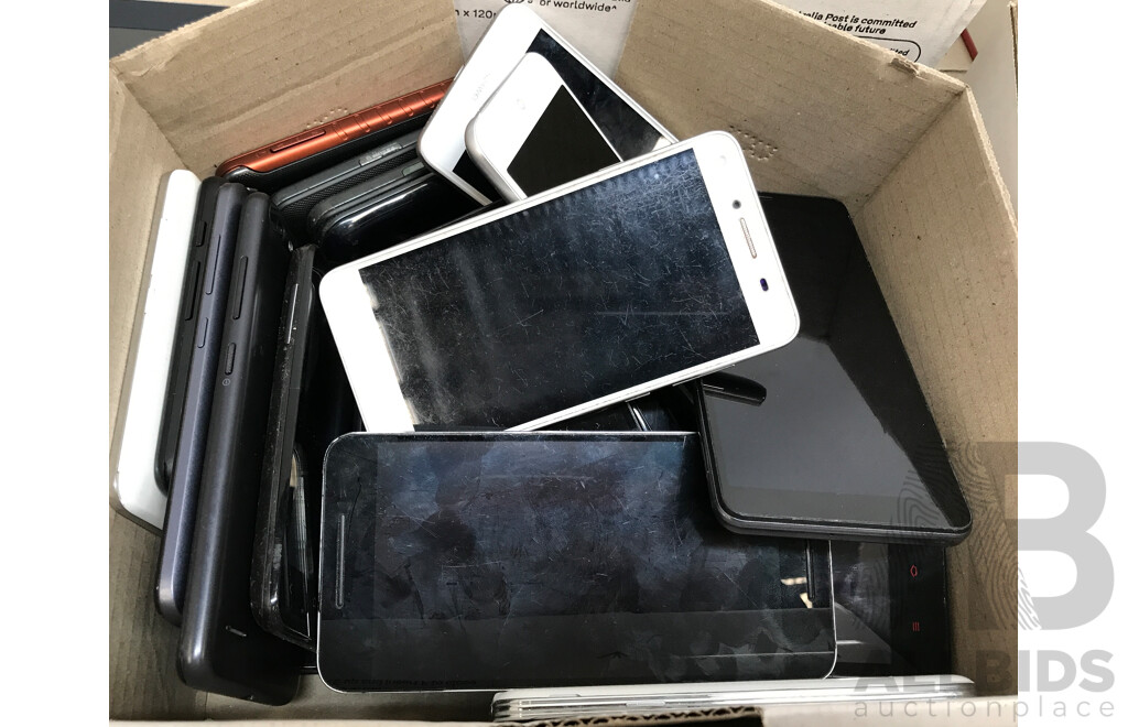 Bulk Lot of Assorted iPhones, Mobile Phones, Tablets, Watches, and More for Parts And/or Repair