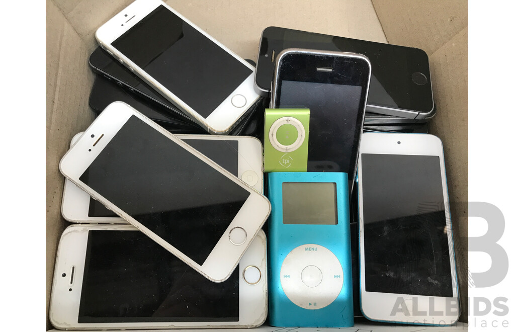 Bulk Lot of Assorted iPhones, Mobile Phones, Tablets, Watches, and More for Parts And/or Repair