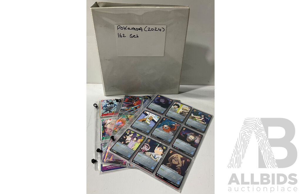 Collection of 162 TCG Pokémon Cards and Cards From My Hero Academia, One Piece and Dragon Ball Card Game in Plastic Folder