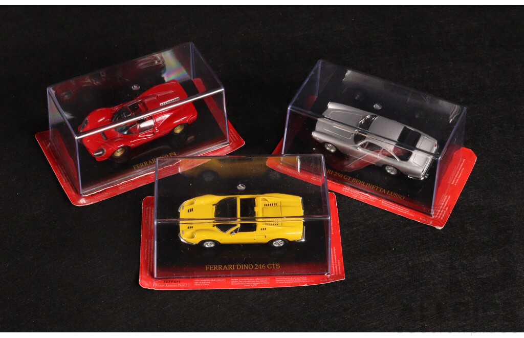 Diecast Official Ferrari Collection Dino 246 GTS, 330 P4 and 250 GT Berlinetta Lusso  - 1:43 Scale