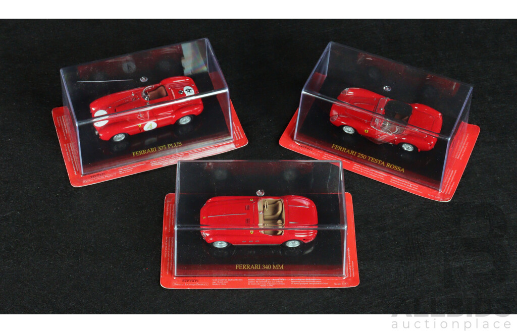 Diecast Official Ferrari Collection 250 Testa Rossa, 375 Plus and 340 MM  - 1:43 Scale