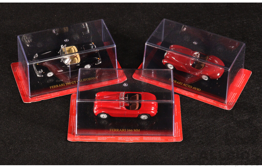 Diecast Official Ferrari Collection 250 GT California, 166 MM and Auto Avio - 1:43 Scale