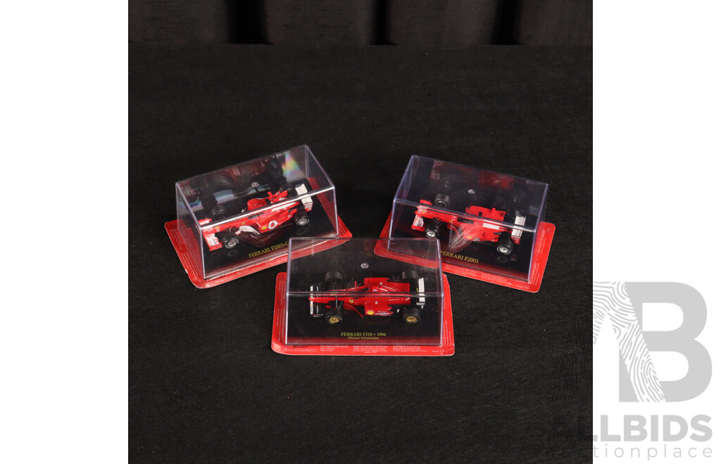 Diecast Official Ferrari Collection Formula One F310 1996 Micheal Schumacher, F2001 and F2003-GA - 1:43 Scale