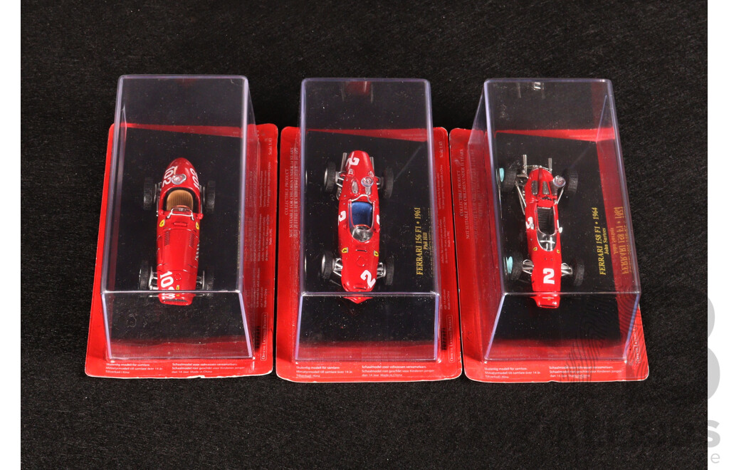 Diecast Official Ferrari Collection Formula One 158 F1 1964, 156 F1 1961 and 500 F2- 1:43 Scale