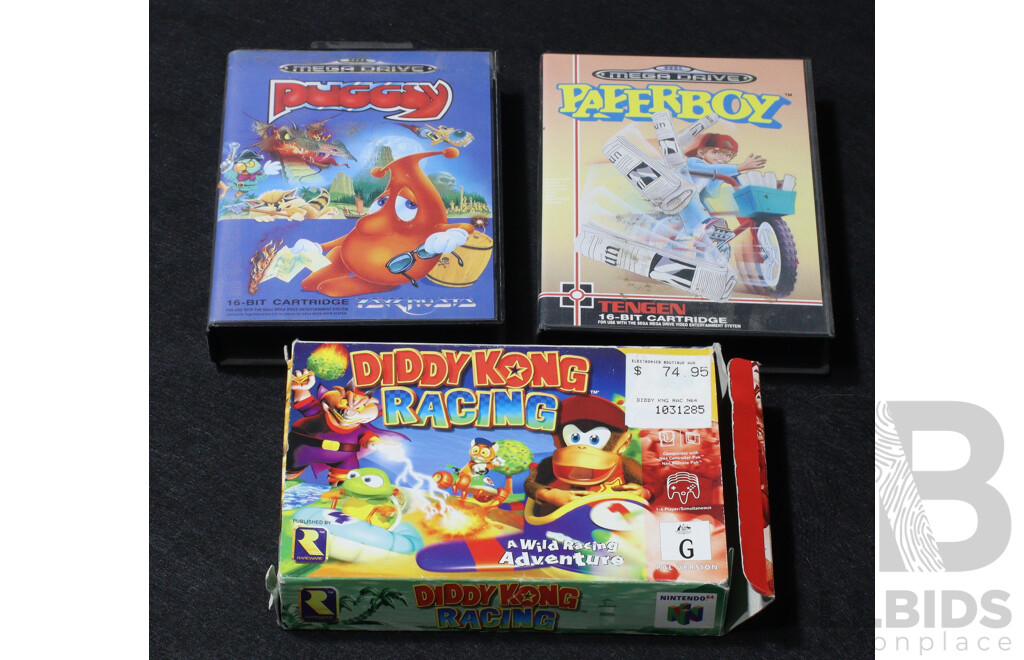 Trio of Vintage Retro N64 Sega Megadrive Videogames