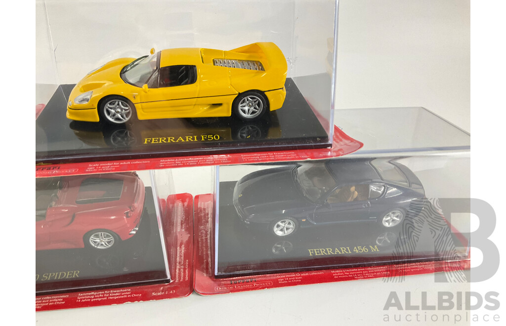Five Diecast Ferraris Including F40, F50, California, F430 Spider, 456M - 1:43 Scale