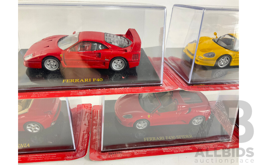 Five Diecast Ferraris Including F40, F50, California, F430 Spider, 456M - 1:43 Scale