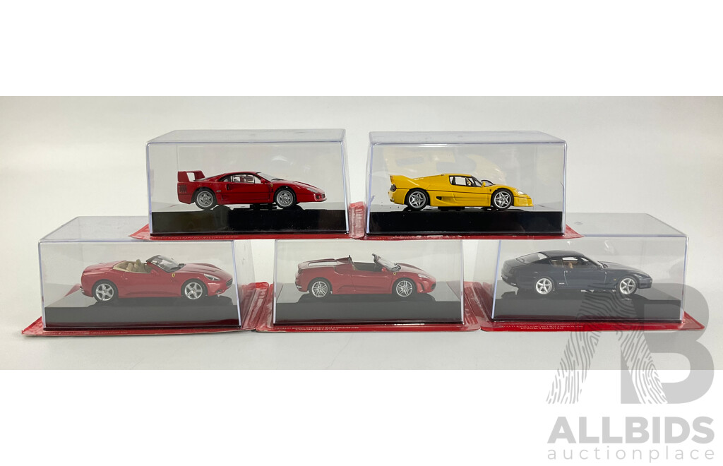 Five Diecast Ferraris Including F40, F50, California, F430 Spider, 456M - 1:43 Scale