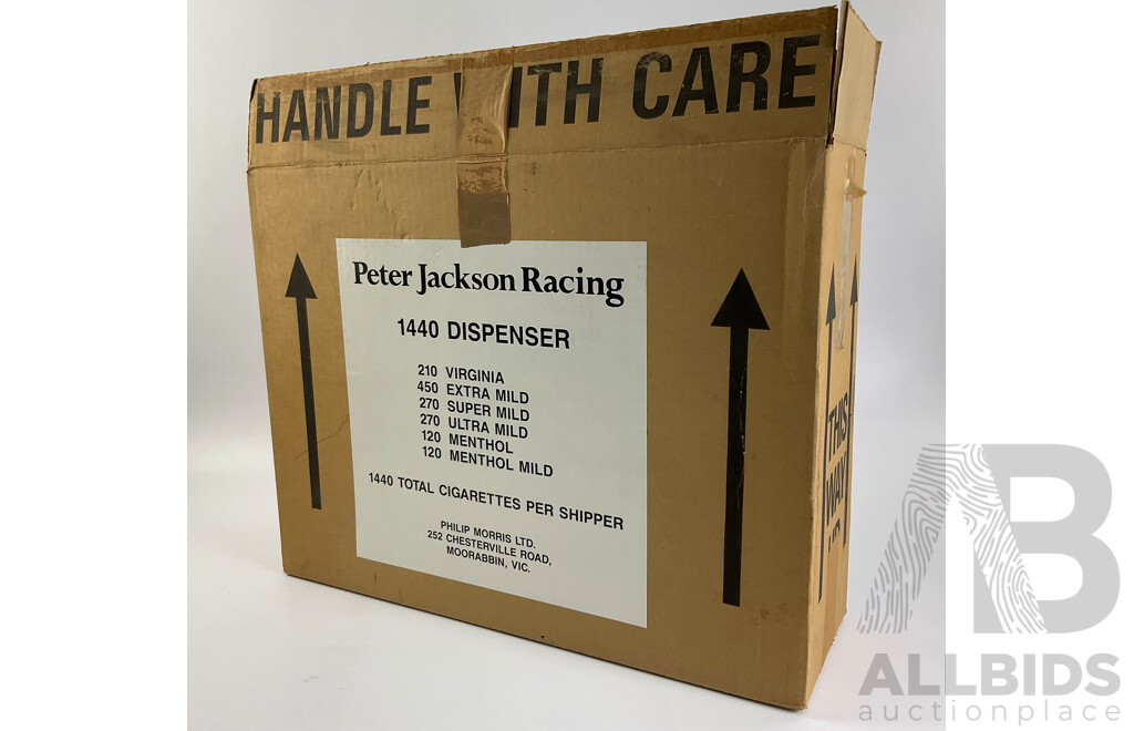 Vintage Peter Jackson 30's Retail Cigarette Cabinet with Ford Sierra Touring Car Top and Original Box