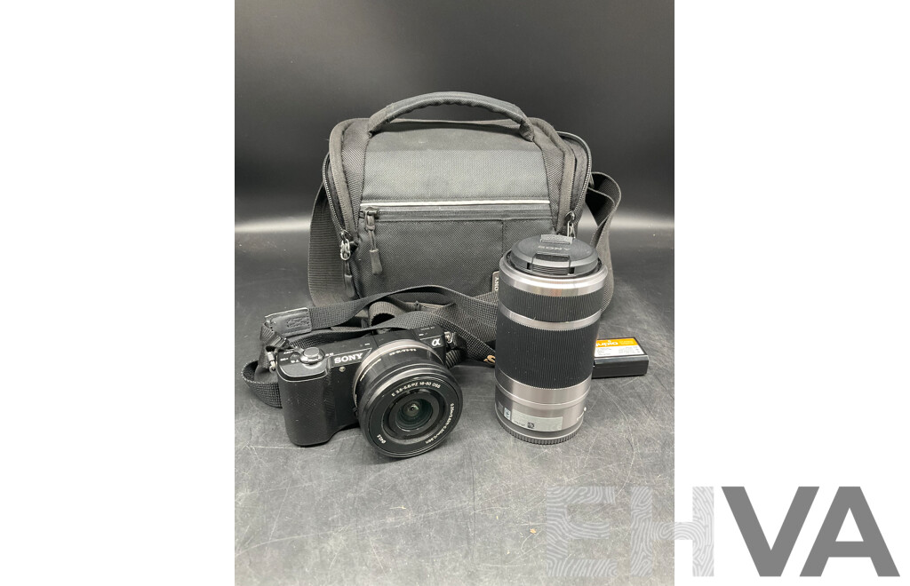 SONY Alpha A5000 Mirrorless Digital Camera with 16-50mm OSS Lens (Black) and 55-210 OSS with Accessories