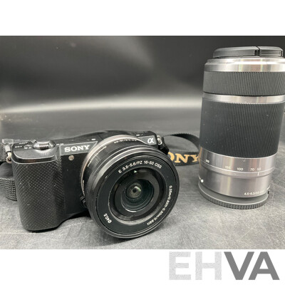 SONY Alpha A5000 Mirrorless Digital Camera with 16-50mm OSS Lens (Black) and 55-210 OSS with Accessories