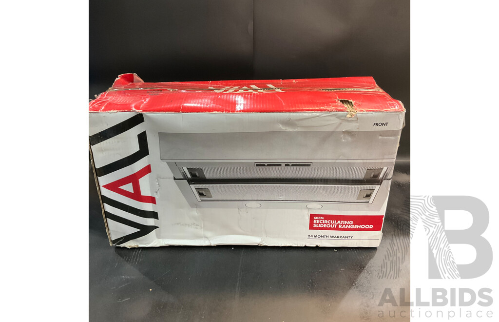 VIALI Recirculating Slideout Rangehood 60cm - VSLRC60 - ORP $200.00