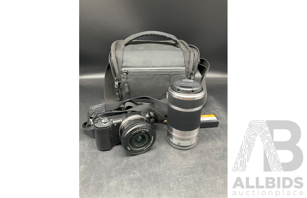 SONY Alpha A5000 Mirrorless Digital Camera with 16-50mm OSS Lens (Black) and 55-210 OSS with Accessories