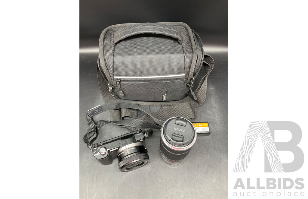 SONY Alpha A5000 Mirrorless Digital Camera with 16-50mm OSS Lens (Black) and 55-210 OSS with Accessories