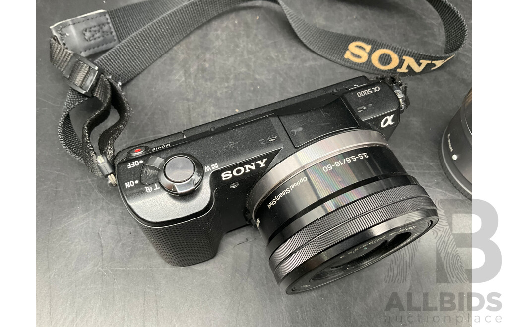 SONY Alpha A5000 Mirrorless Digital Camera with 16-50mm OSS Lens (Black) and 55-210 OSS with Accessories