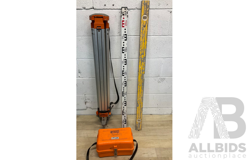 PRECISION Theodolite (ATO Level AL-6) with Heavy Duty Adjustable Aluminum Tripod Stand, Extendable Aluminum Measuring Staff 3m 3sect Expansion and Spirit Level (120cm) - Lot of 4
