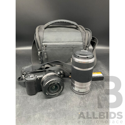 SONY Alpha A5000 Mirrorless Digital Camera with 16-50mm OSS Lens (Black) and 55-210 OSS with Accessories