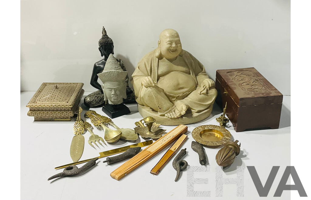 Collection Asian and Indian Decorator Items Including Brass, Ceramic and More