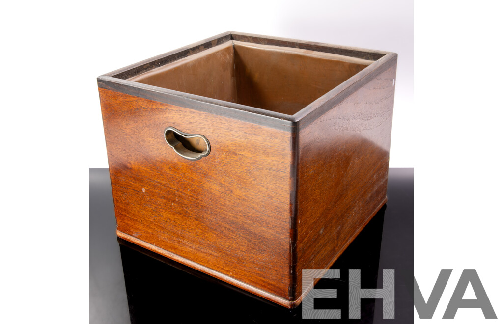 Vintage Japanese Square Form Copper Lined Hibachi
