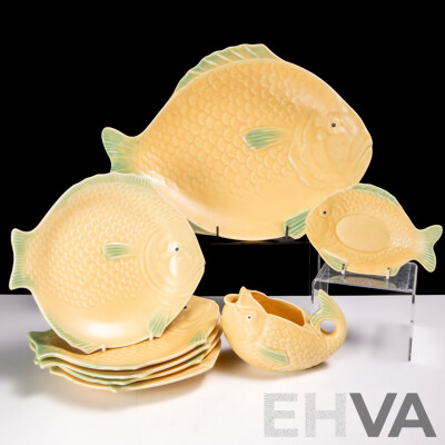 Vintage Eight Piece Shorter & Sons Fish Service Including Jug