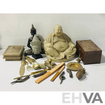Collection Asian and Indian Decorator Items Including Brass, Ceramic and More