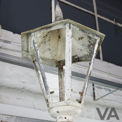 Antique Late Victorian Lamp Post with Ornate Cast Iron Base, Cast Zinc Top Section