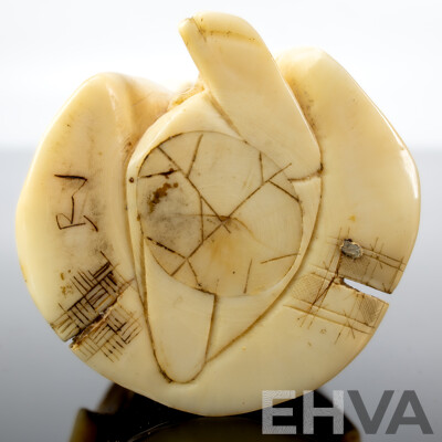 Antique Japanese Hand Carved Ivory Okimono of Female Form