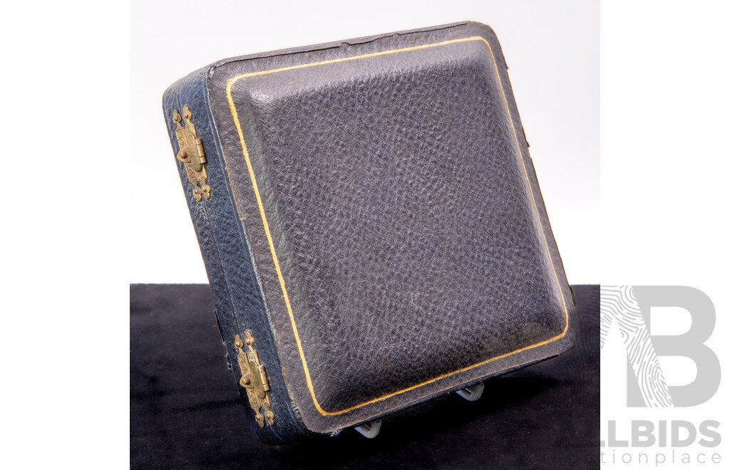 Antique Sterling Silver Scallop Form Dish with Glass Liner with Matching Knife in Original Case, Birmingham 1912