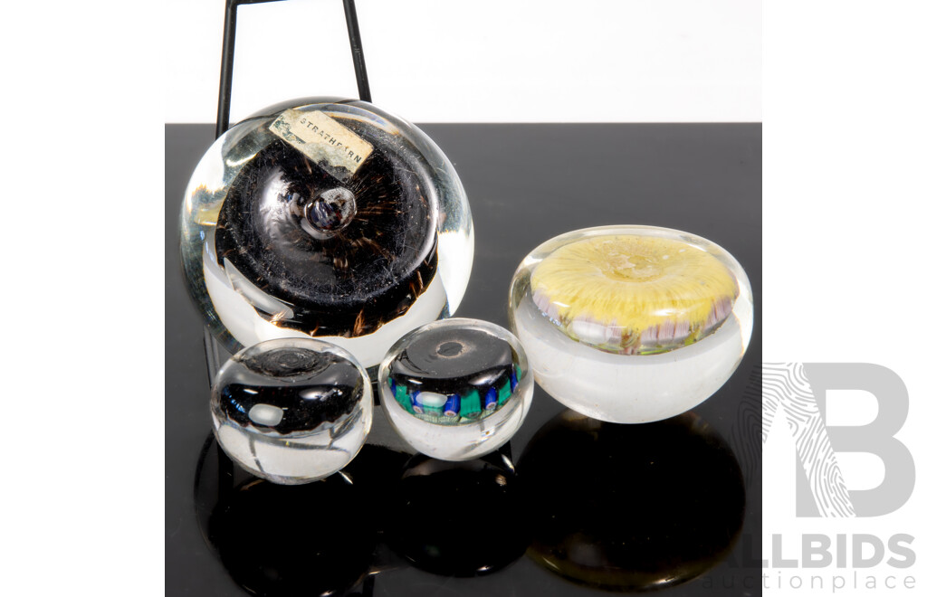 Collection Scottish Perth Made Strathearn Paperweights with Millefiori Design
