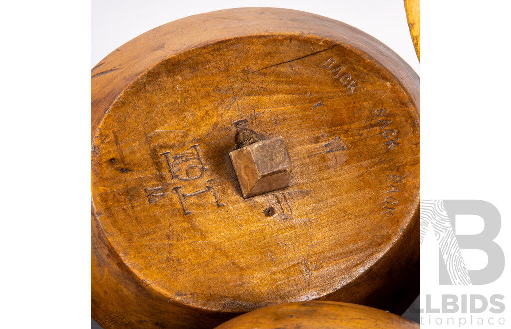 Fantastic Antique French Paris Made Riva Marchesi Hand Carved Fruit Wood Hat Block Along with Another Antique Example