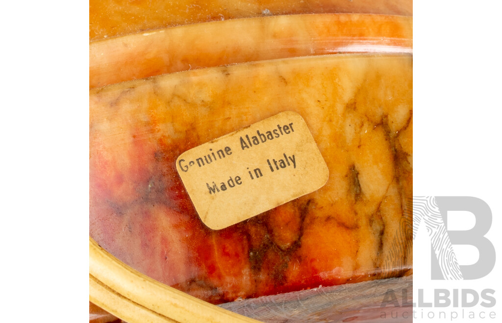 Vintage Italian Carved Alabaster Electric Table Lamp with Classical Urn Shape with Turned Socle and Plinth Base