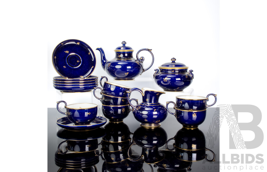 Antique French Sèvres Porcelain 15 Piece Tea Service in Pate Ancienne, Circa 1902