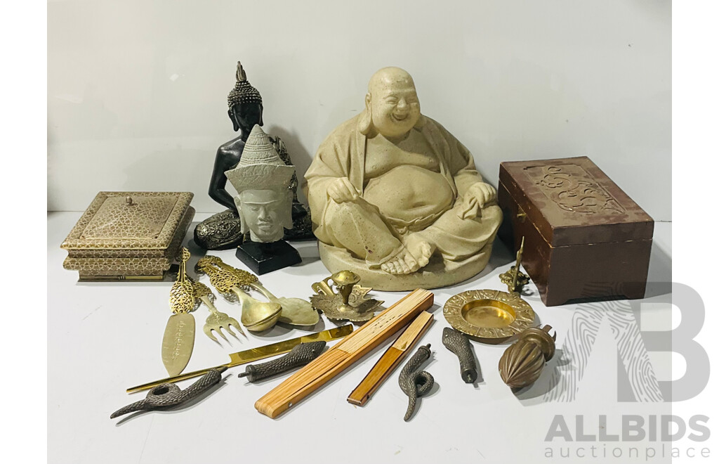 Collection Asian and Indian Decorator Items Including Brass, Ceramic and More