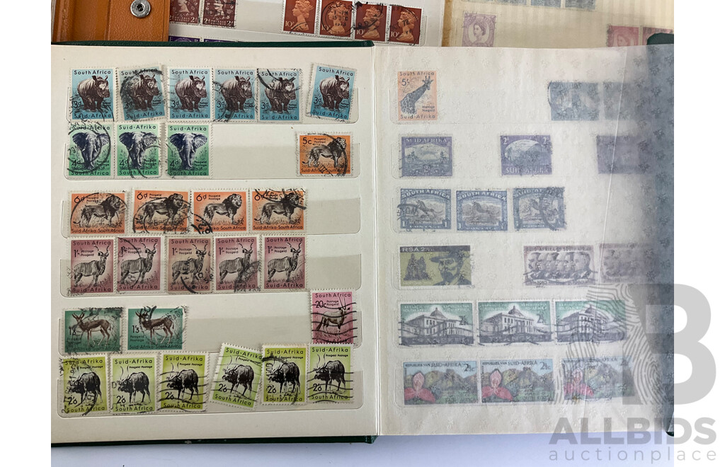 Five Albums of Vintage International Stamps Including New Zealand, Great Britain, Romania, Tonga, Pakistan, Hong Kong, France, Fiji and More with Singapore and Malaysia First Day Covers