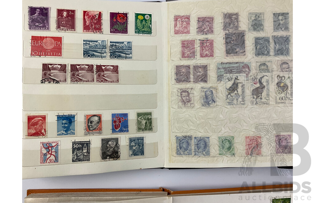 Five Albums of Vintage International Stamps Including New Zealand, Great Britain, Romania, Tonga, Pakistan, Hong Kong, France, Fiji and More with Singapore and Malaysia First Day Covers