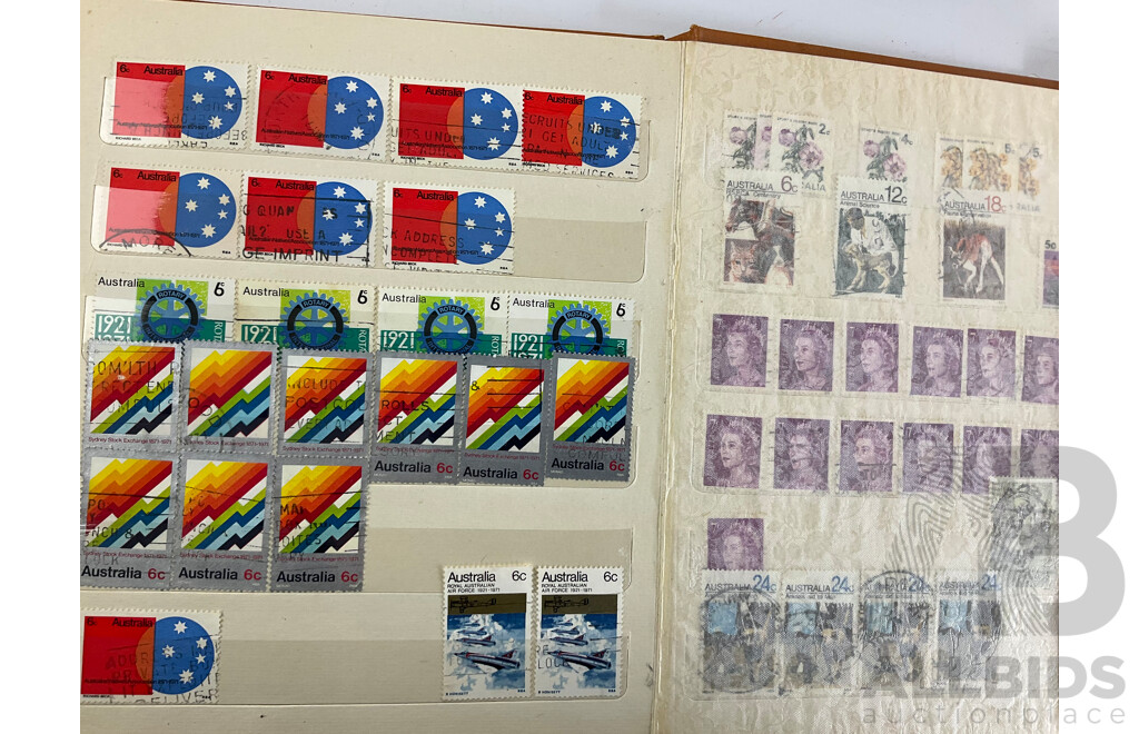 Seven Albums of Vintage International Stamps Including Australia, Poland, Singapore, Malaysia, Jamaica, Trinidad, USA, Canada, Brazil, Ireland and More