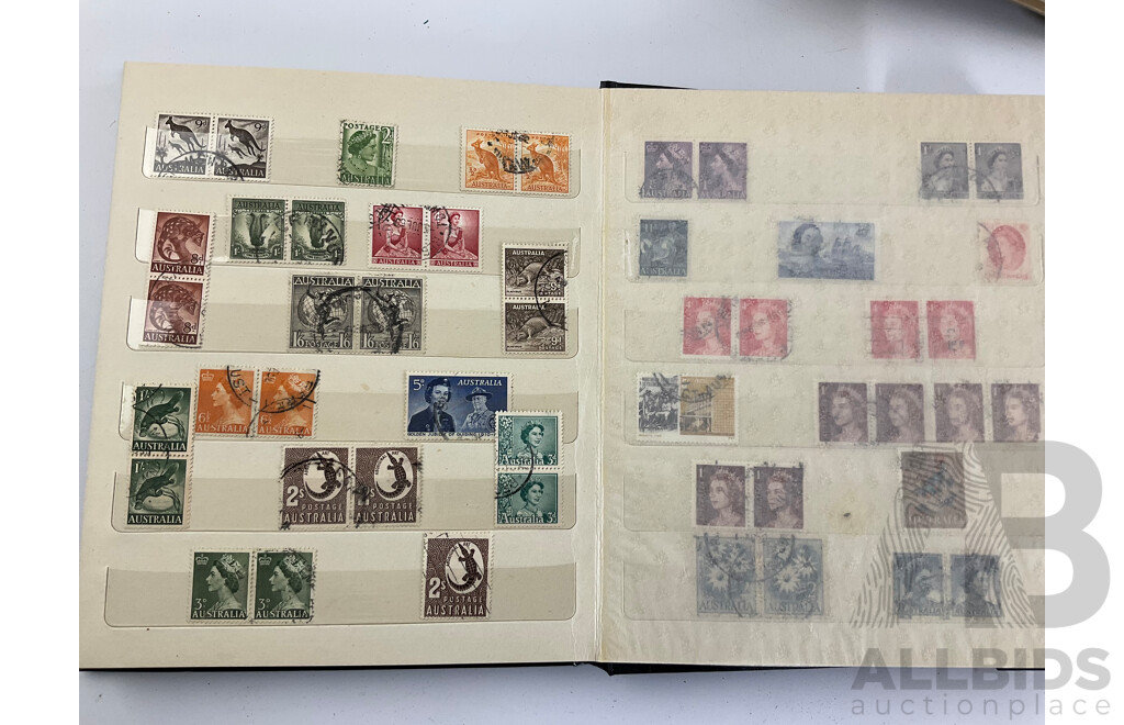 Seven Albums of Vintage International Stamps Including Australia, Poland, Singapore, Malaysia, Jamaica, Trinidad, USA, Canada, Brazil, Ireland and More