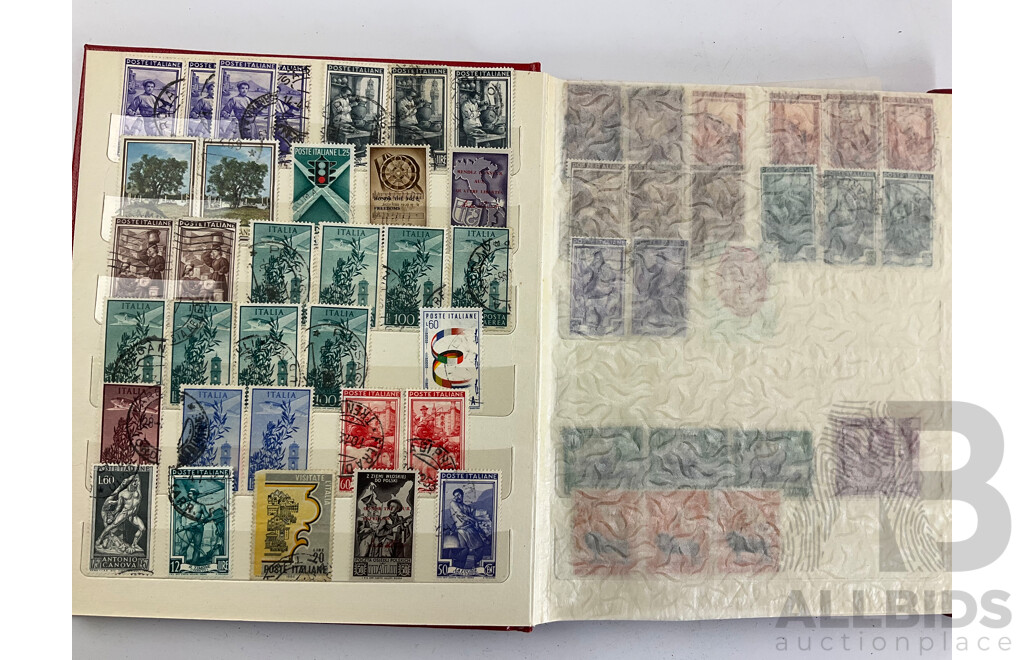 Seven Albums of Vintage International Stamps Including Australia, Poland, Singapore, Malaysia, Jamaica, Trinidad, USA, Canada, Brazil, Ireland and More