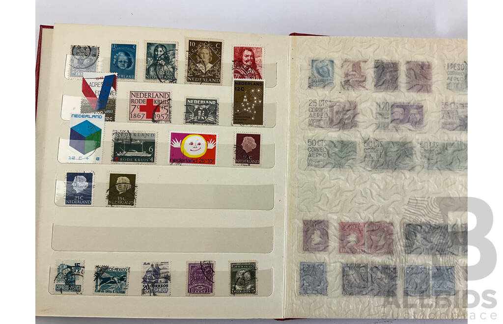 Seven Albums of Vintage International Stamps Including Australia, Poland, Singapore, Malaysia, Jamaica, Trinidad, USA, Canada, Brazil, Ireland and More