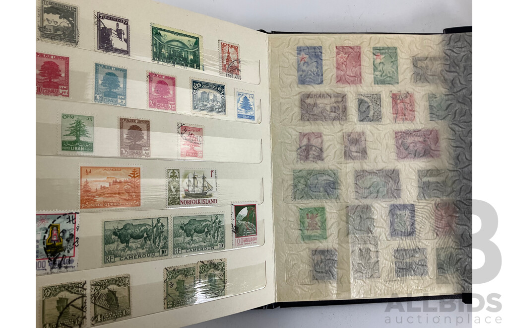 Seven Albums of Vintage International Stamps Including Australia, Poland, Singapore, Malaysia, Jamaica, Trinidad, USA, Canada, Brazil, Ireland and More